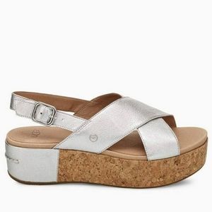 UGG Shoshana Metallic Silver Platform Sandals